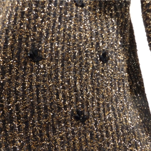 Ruby Rd Embellished Brown and Gold Metallic Pullover Sweater Petite Large - Picture 5 of 12